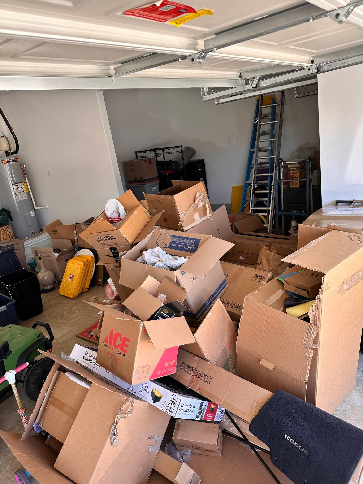 Cluttered garage before junk removal in Georgetown TX